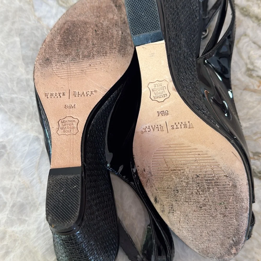 WHBM Black Wedge Sandals ladies 8.5